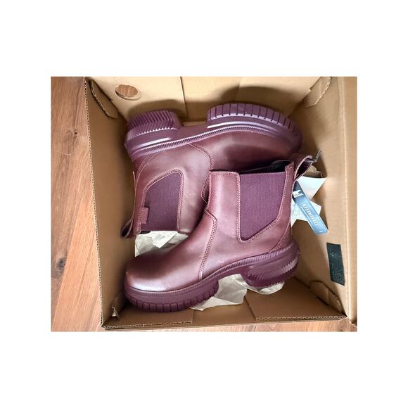 NEW Sorel Ona Ave Chelsea Ankle Waterproof Boots Epic Plum Black - Picture 4 of 6